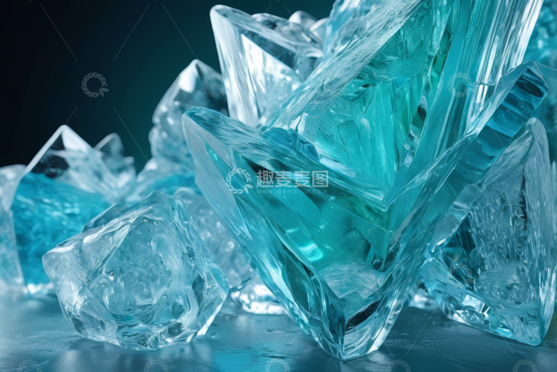 高清大图下载【趣麦麦图】蓝色透明水晶特写素材