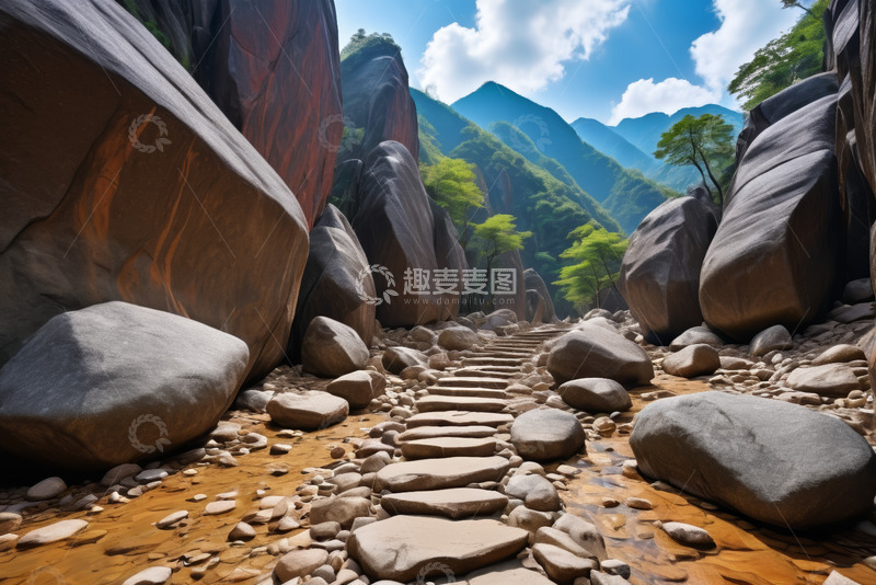 高清大图下载【趣麦麦图】山间岩石步道自然风光