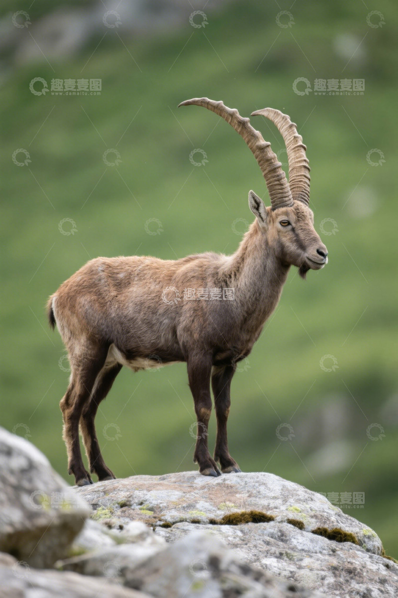 高清大图下载【趣麦麦图】岩石上站立的长角山羊