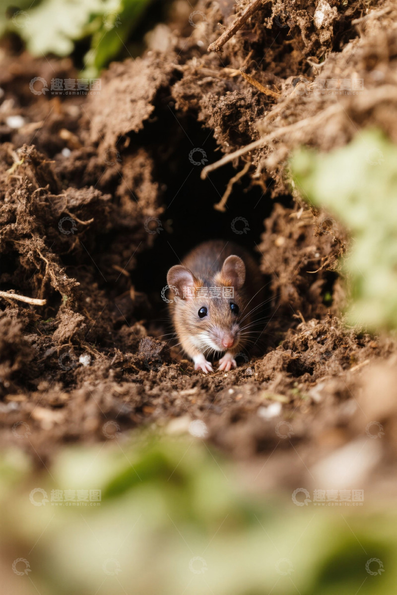 高清大图下载【趣麦麦图】洞口处的老鼠特写