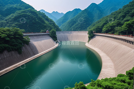 山水间的大坝全景
