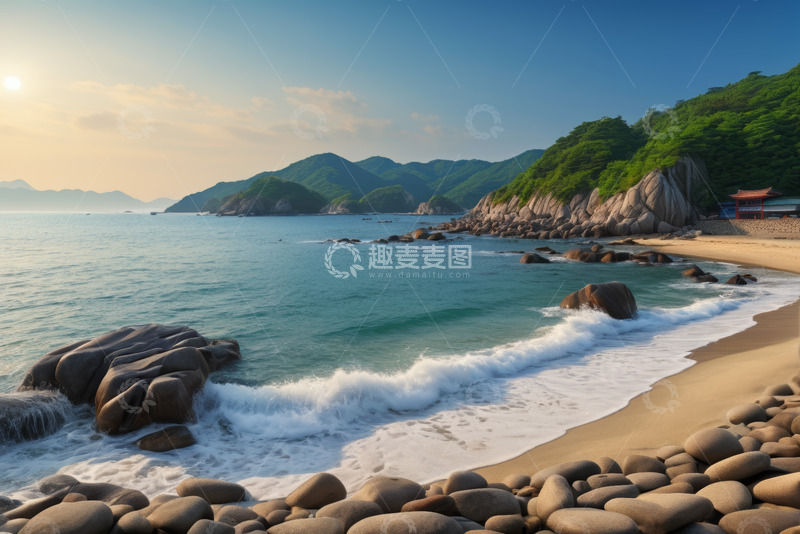 高清大图下载【趣麦麦图】海边沙滩岩石自然风光