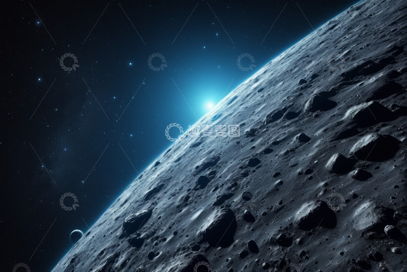 高清大图下载【趣麦麦图】月球表面与星空景象