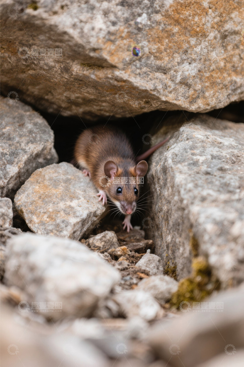 高清大图下载【趣麦麦图】岩石间的老鼠特写