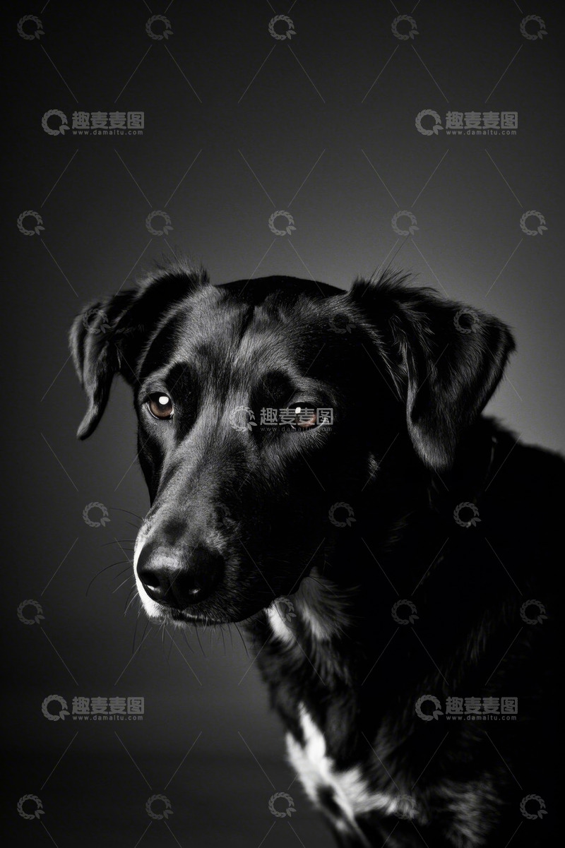 高清大图下载【趣麦麦图】黑色狗狗特写