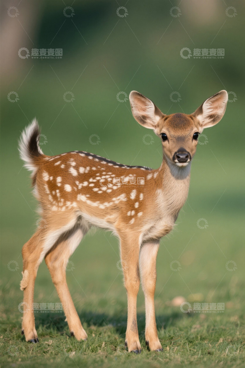 高清大图下载【趣麦麦图】草地上的小鹿特写