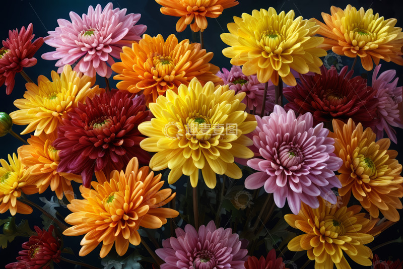 高清大图下载【趣麦麦图】多彩菊花特写