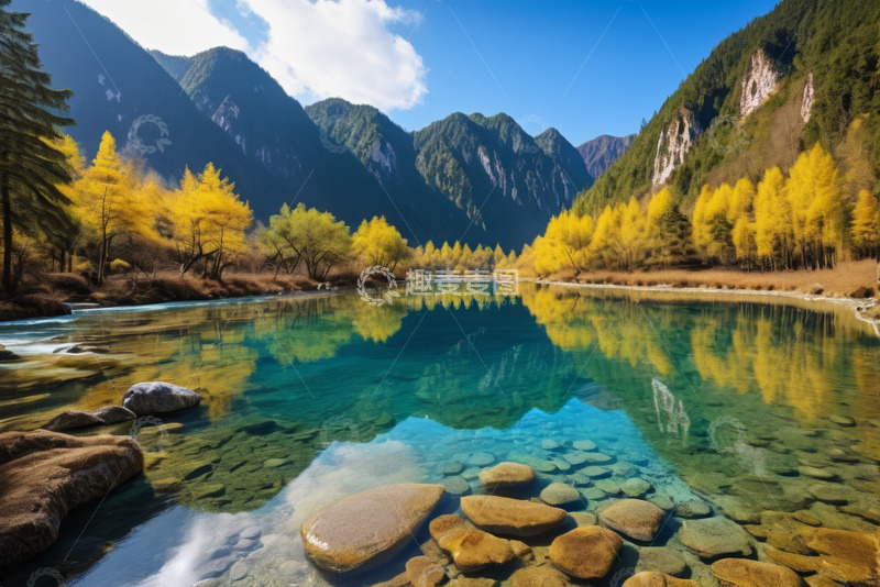 高清大图下载【趣麦麦图】山间清澈湖泊自然风光