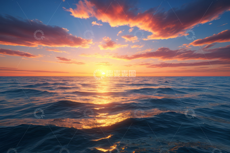 高清大图下载【趣麦麦图】海上日落天空云彩景观