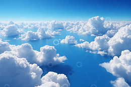 高空视角的蓝天白云景观