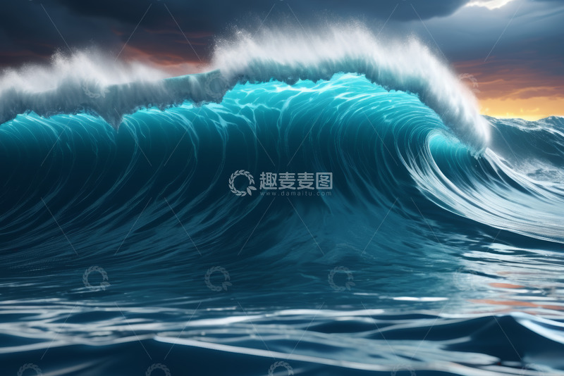 高清大图下载【趣麦麦图】海洋蓝色巨浪自然风光