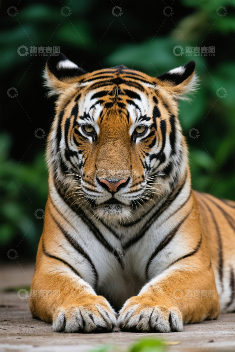 高清大图下载【趣麦麦图】趴卧的老虎特写