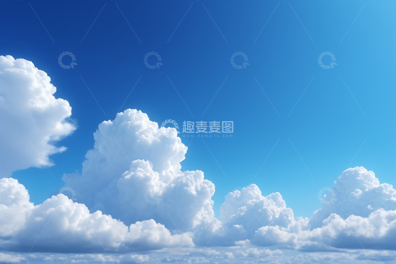 高清大图下载【趣麦麦图】蔚蓝天空中的蓬松白云