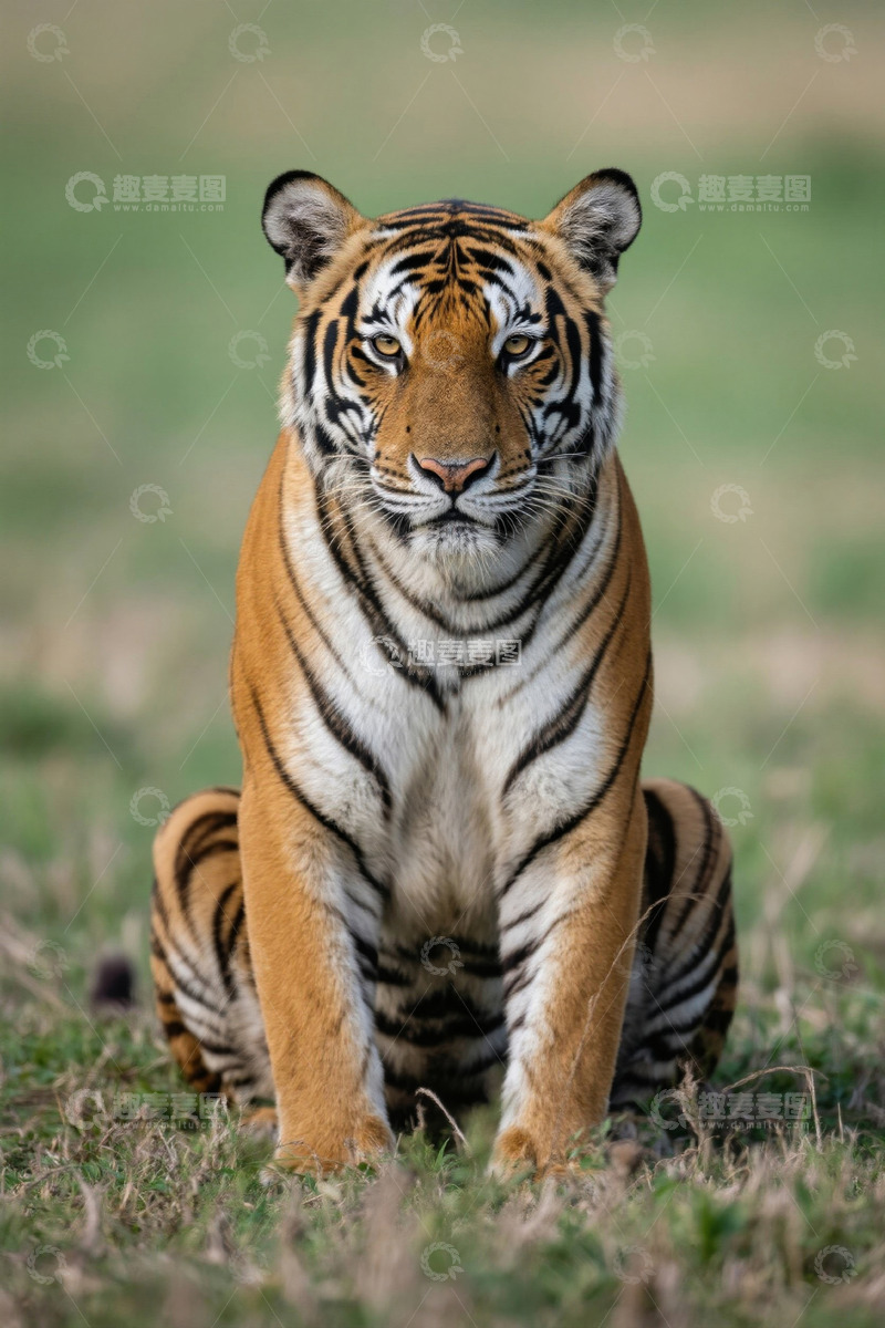 高清大图下载【趣麦麦图】坐立的老虎特写