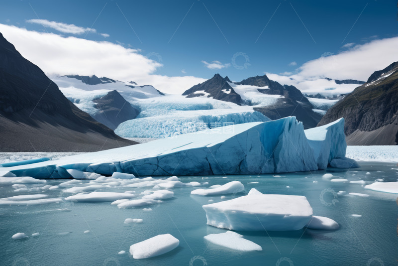 高清大图下载【趣麦麦图】冰川湖泊与远处雪山景观