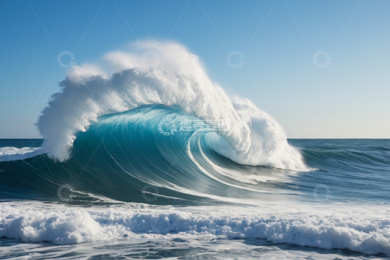 高清大图下载【趣麦麦图】蓝色海洋巨大海浪景观
