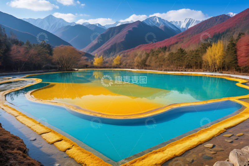 高清大图下载【趣麦麦图】山间多彩湖泊自然风光