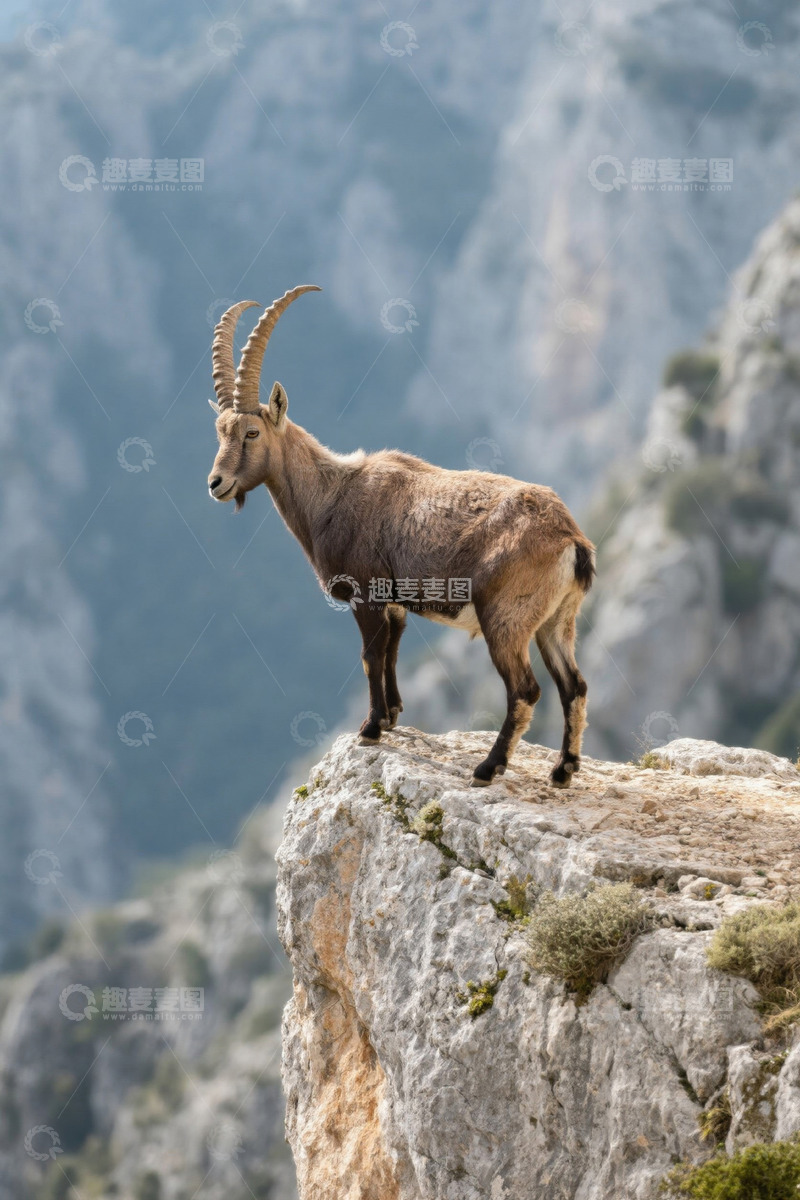 高清大图下载【趣麦麦图】悬崖边站立的野生山羊