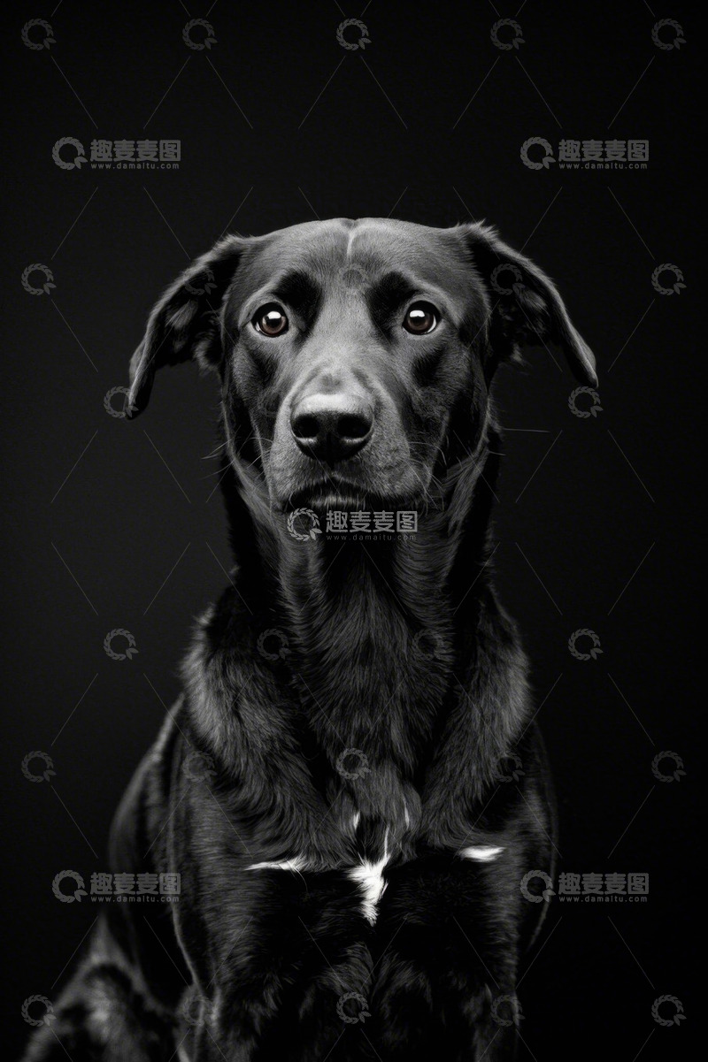 高清大图下载【趣麦麦图】黑色拉布拉多犬肖像