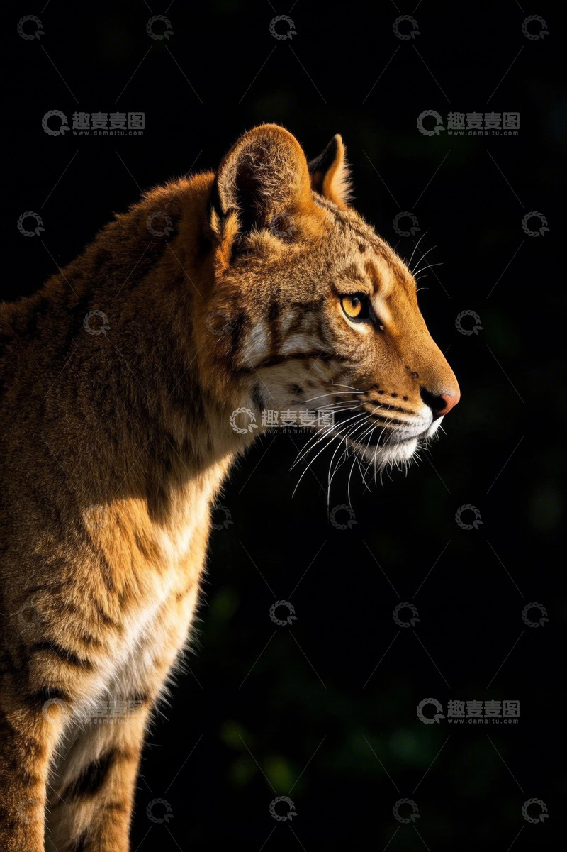 高清大图下载【趣麦麦图】猫科野生动物侧面特写