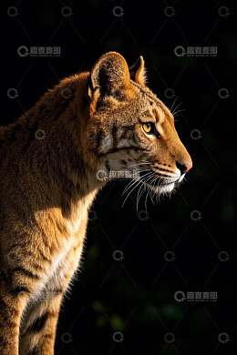 猫科野生动物侧面特写