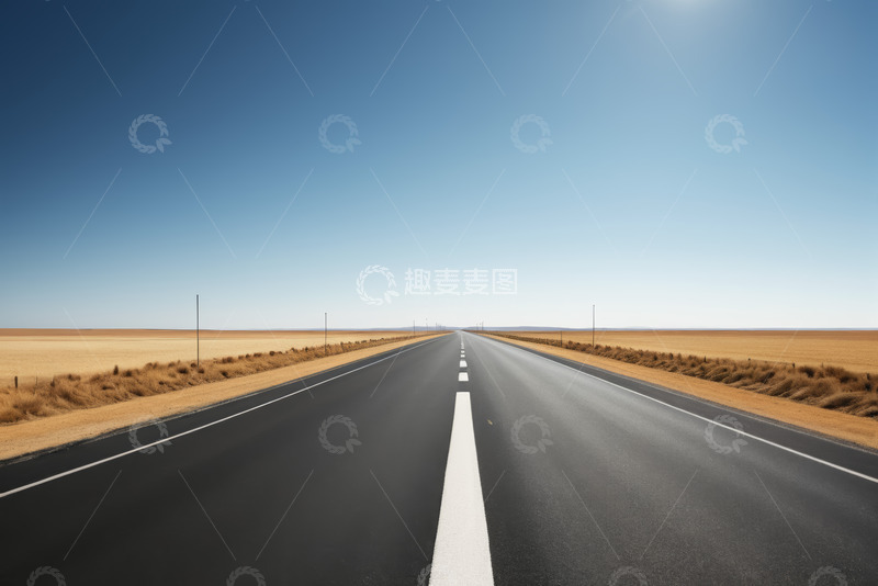 高清大图下载【趣麦麦图】空旷道路与蓝天风景