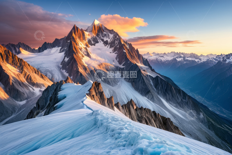 高清大图下载【趣麦麦图】雪山壮丽全景自然风光