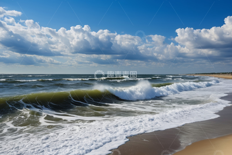 高清大图下载【趣麦麦图】海浪拍打沙滩自然景观