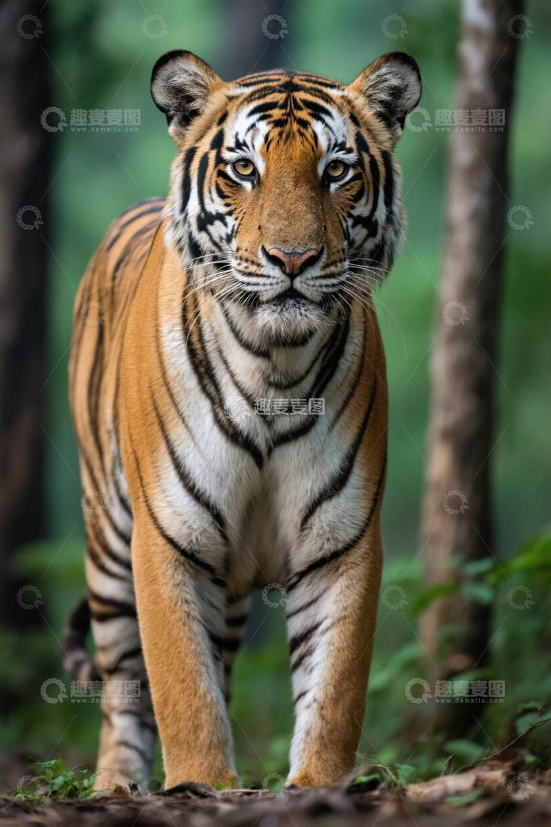 高清大图下载【趣麦麦图】森林中的老虎特写