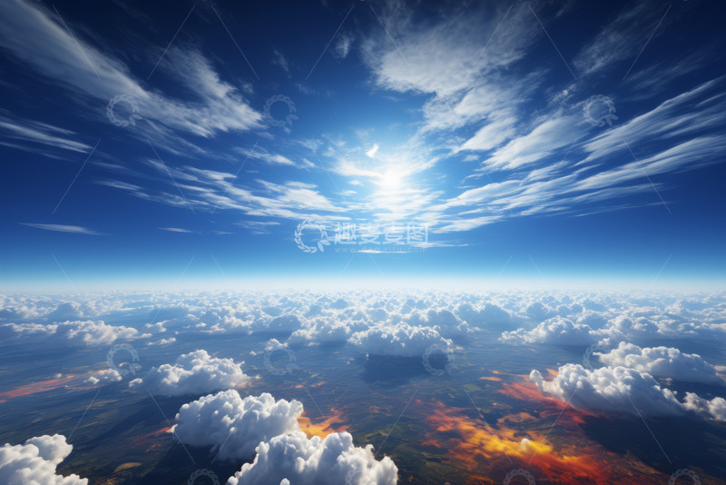 高清大图下载【趣麦麦图】高空俯瞰蓝天白云与大地景观