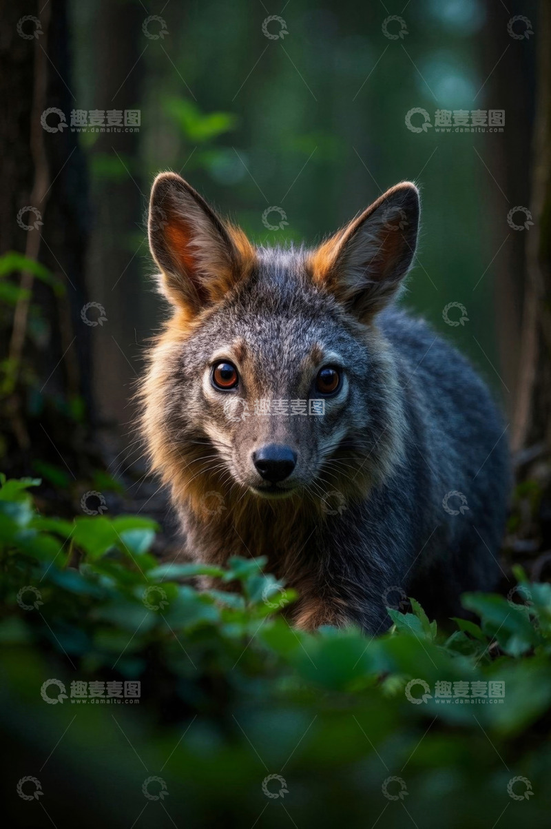 高清大图下载【趣麦麦图】森林中的狐狸特写