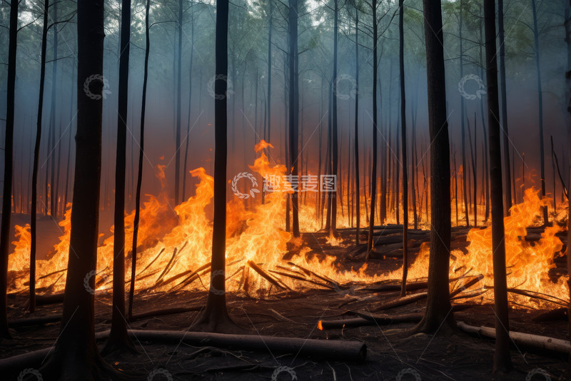 高清大图下载【趣麦麦图】森林火灾现场景象