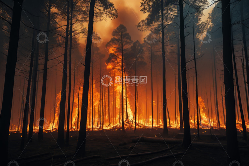 高清大图下载【趣麦麦图】森林火灾场景