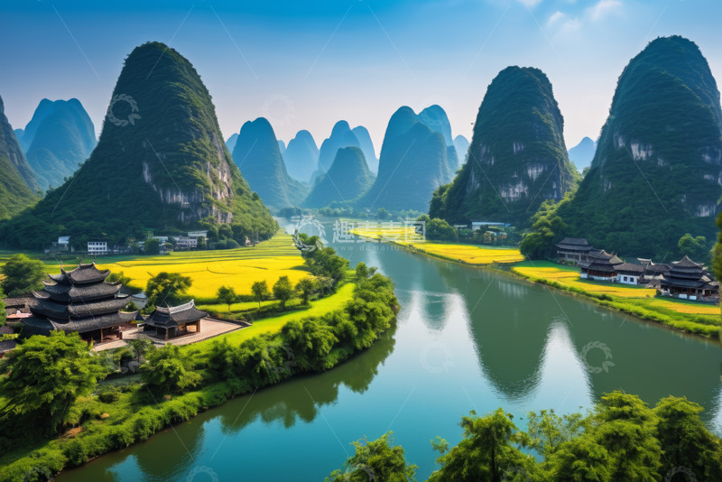高清大图下载【趣麦麦图】桂林山水田园风光景色