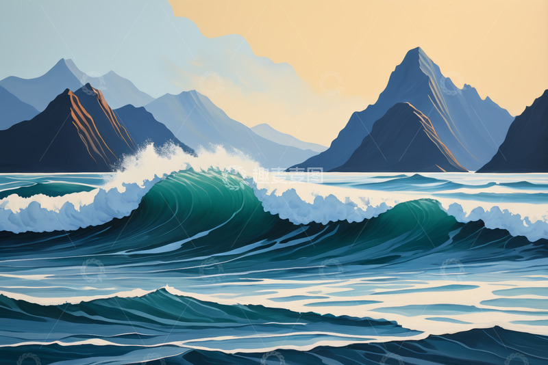 高清大图下载【趣麦麦图】山海间的海浪景观