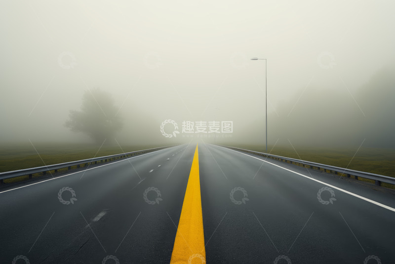 高清大图下载【趣麦麦图】雾中高速公路道路景象