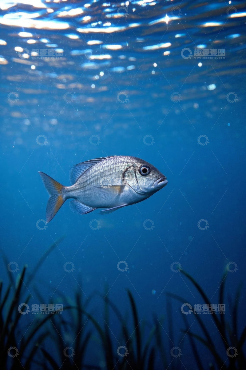 高清大图下载【趣麦麦图】水下游动的银色鱼类