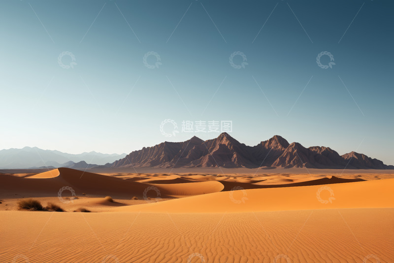 高清大图下载【趣麦麦图】沙漠与远山的自然风光