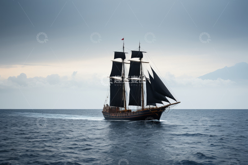 高清大图下载【趣麦麦图】海洋上航行的帆船