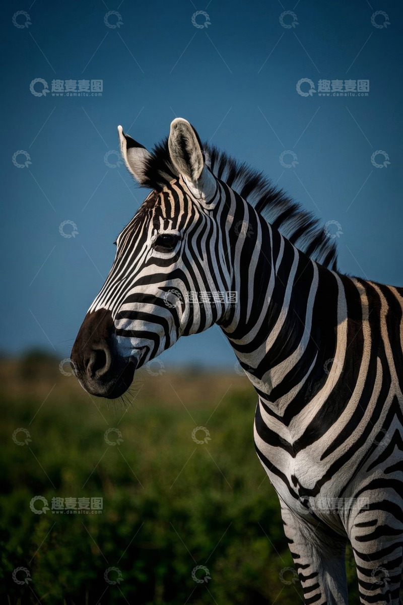 高清大图下载【趣麦麦图】草原上的斑马特写