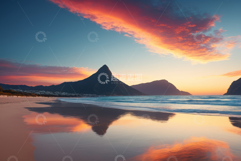高清大图下载【趣麦麦图】海滩日落自然风光