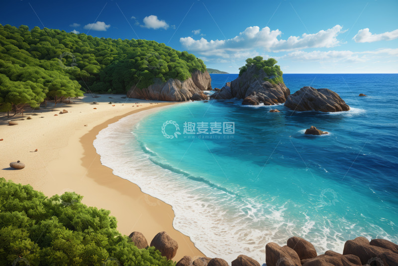 高清大图下载【趣麦麦图】海滩自然风光全景