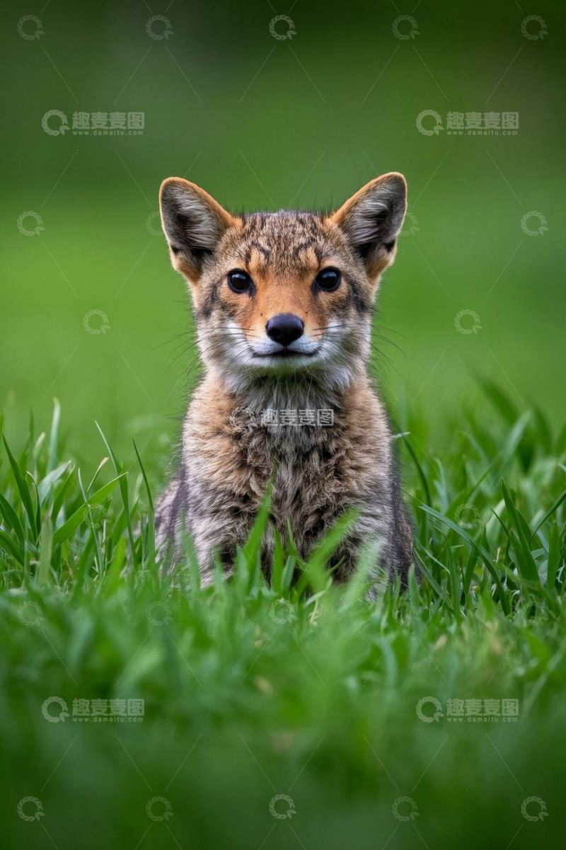 高清大图下载【趣麦麦图】草地上的狐狸特写