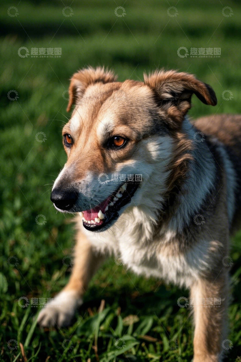 高清大图下载【趣麦麦图】草地上站立的狗
