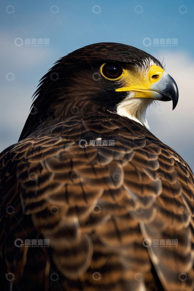 高清大图下载【趣麦麦图】特写猛禽鹰的羽毛与头部