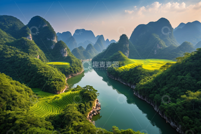 高清大图下载【趣麦麦图】广西山水河流田园风光