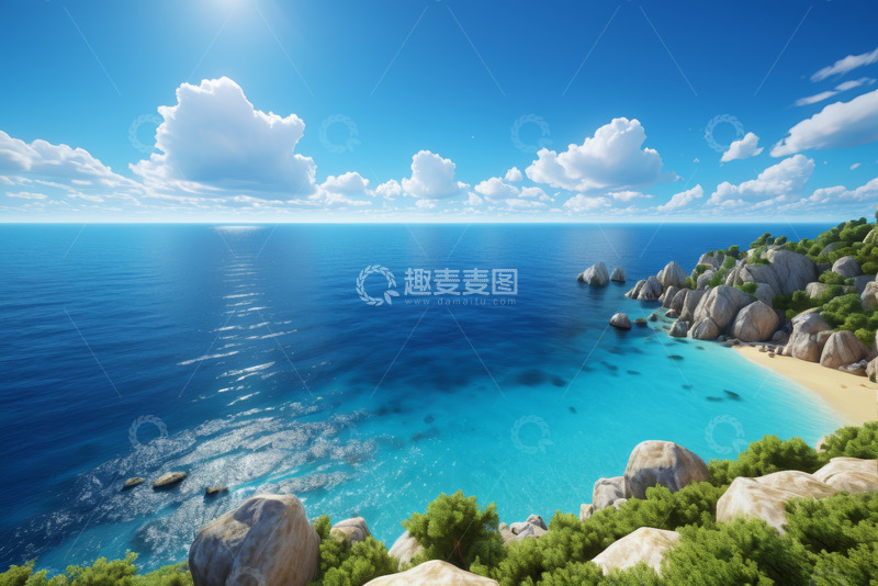 高清大图下载【趣麦麦图】海边自然风光全景