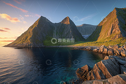 海边壮丽山景自然风光