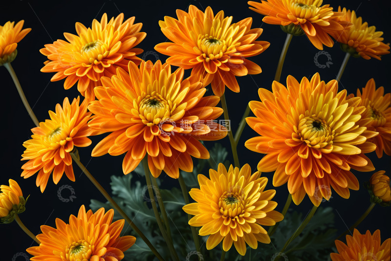 高清大图下载【趣麦麦图】橙色菊花特写