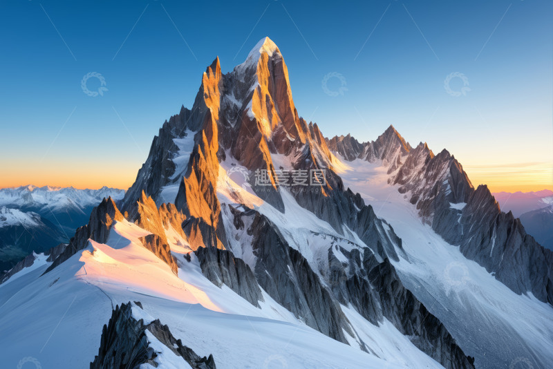 高清大图下载【趣麦麦图】雪山日出壮丽风景